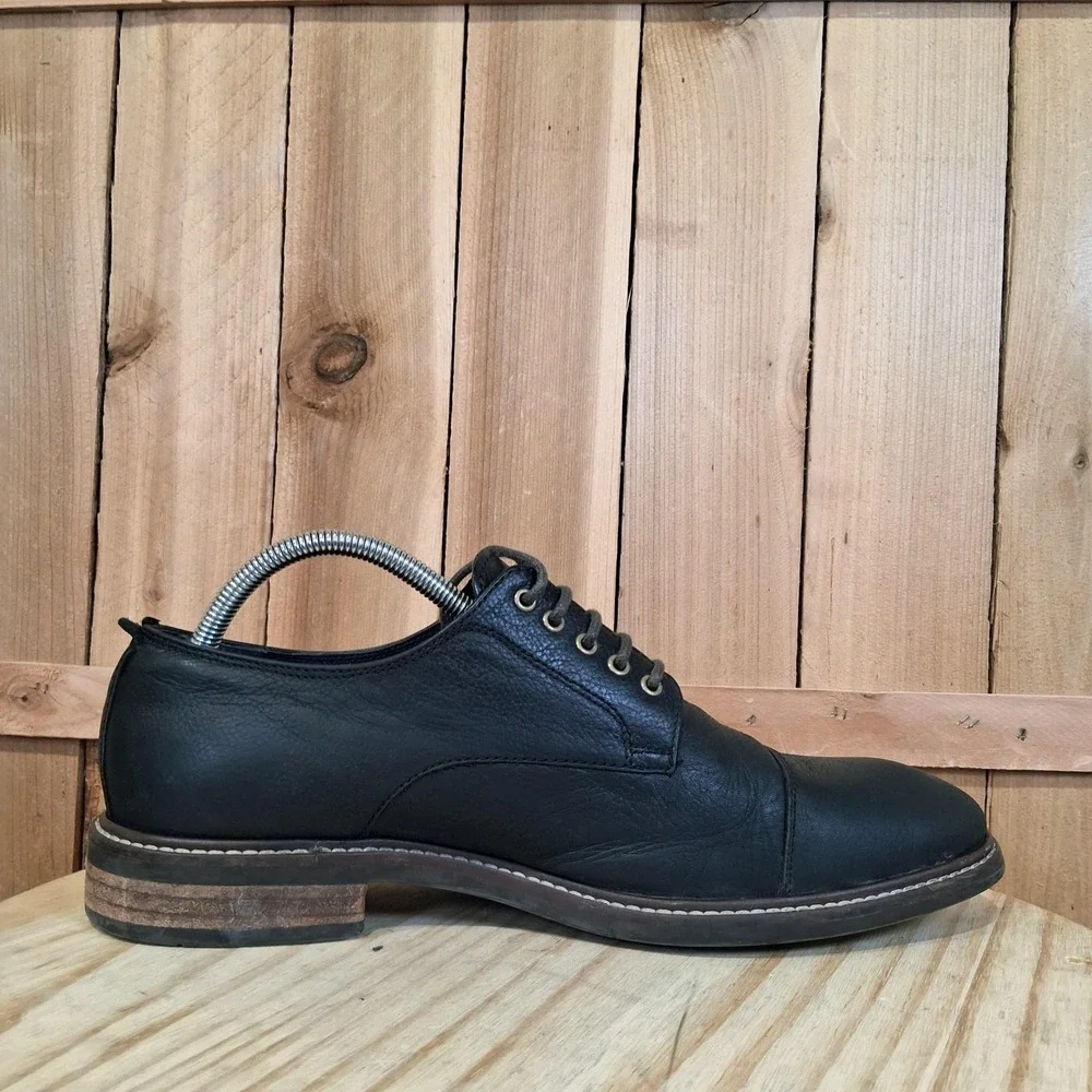 Cole Haan Watson Shoes Mens 9.5 M Black Leather Cap‎ Toe Derby Dress Comfort